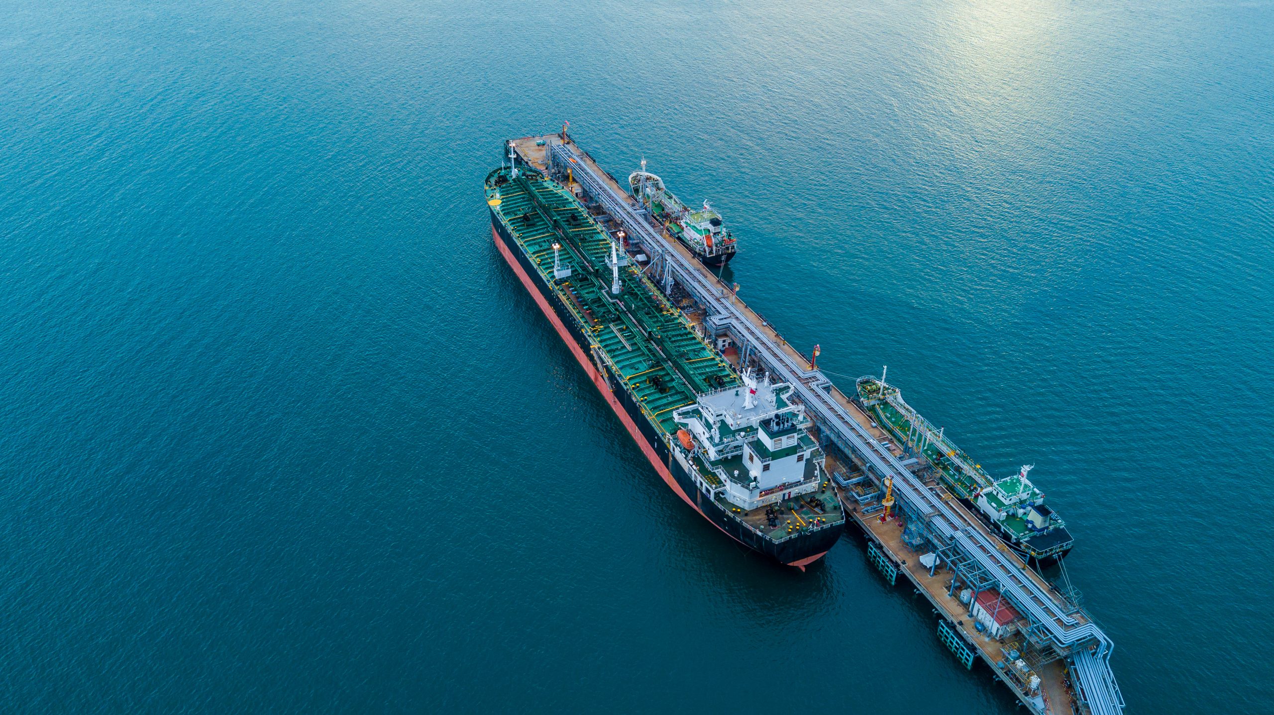 Aerial,View,Oil,Tanker,Ship,Loading,In,Port,View,From